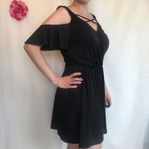 Venus cold shoulder black dress A210